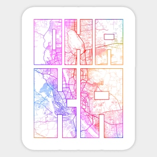 Dhaka, Bangladesh City Map Typography - Colorful Sticker